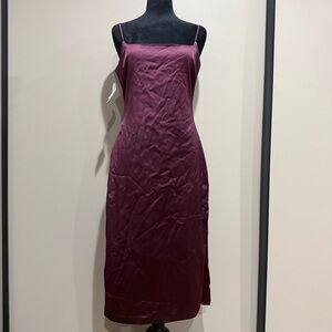 Abercrombie & Fitch Satin Plum Holiday Party Midi Dress